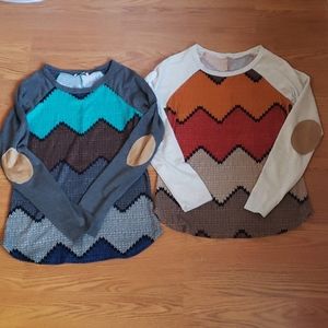 EUC Set of 2 Boutique Style Chevron Print Tops